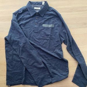 English Laundry Men's Navy Long Sleeve Polk shirt